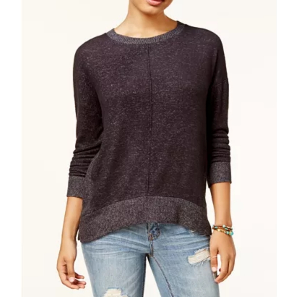 Hippie Rose Marled Side-Zip Sweatshirt Size Small